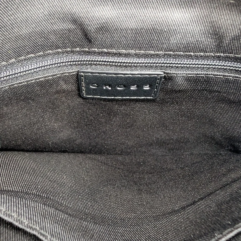 Cross Black Leather Crossbody Bag Messenger Adjustable Strap Silver Logo NWOT